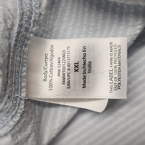 Free Assembly mens XXL blue/white stripe button-down collared short sleeve shirt - Picture 11 of 11